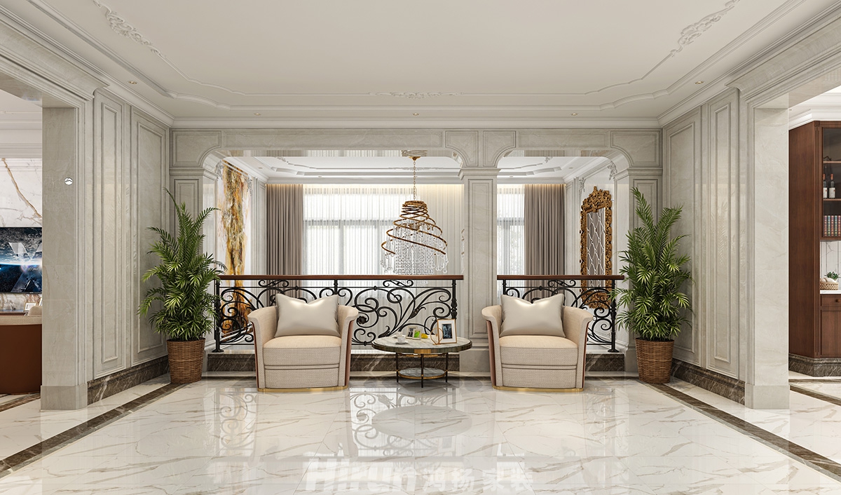 爵世名邸400㎡輕歐簡(jiǎn)美別墅 裝修案例效果圖-4