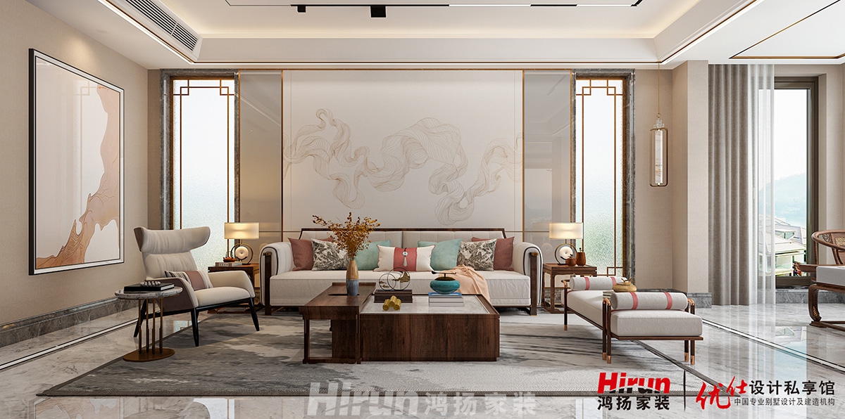 青竹湖450㎡意境東方別墅 裝修案例效果圖-1-3