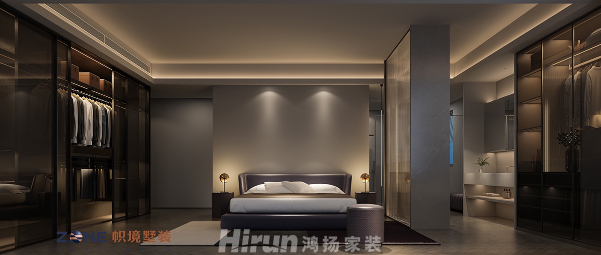 中建江山壹號220㎡雅致現(xiàn)代大平層 裝修案例效果圖-主臥1