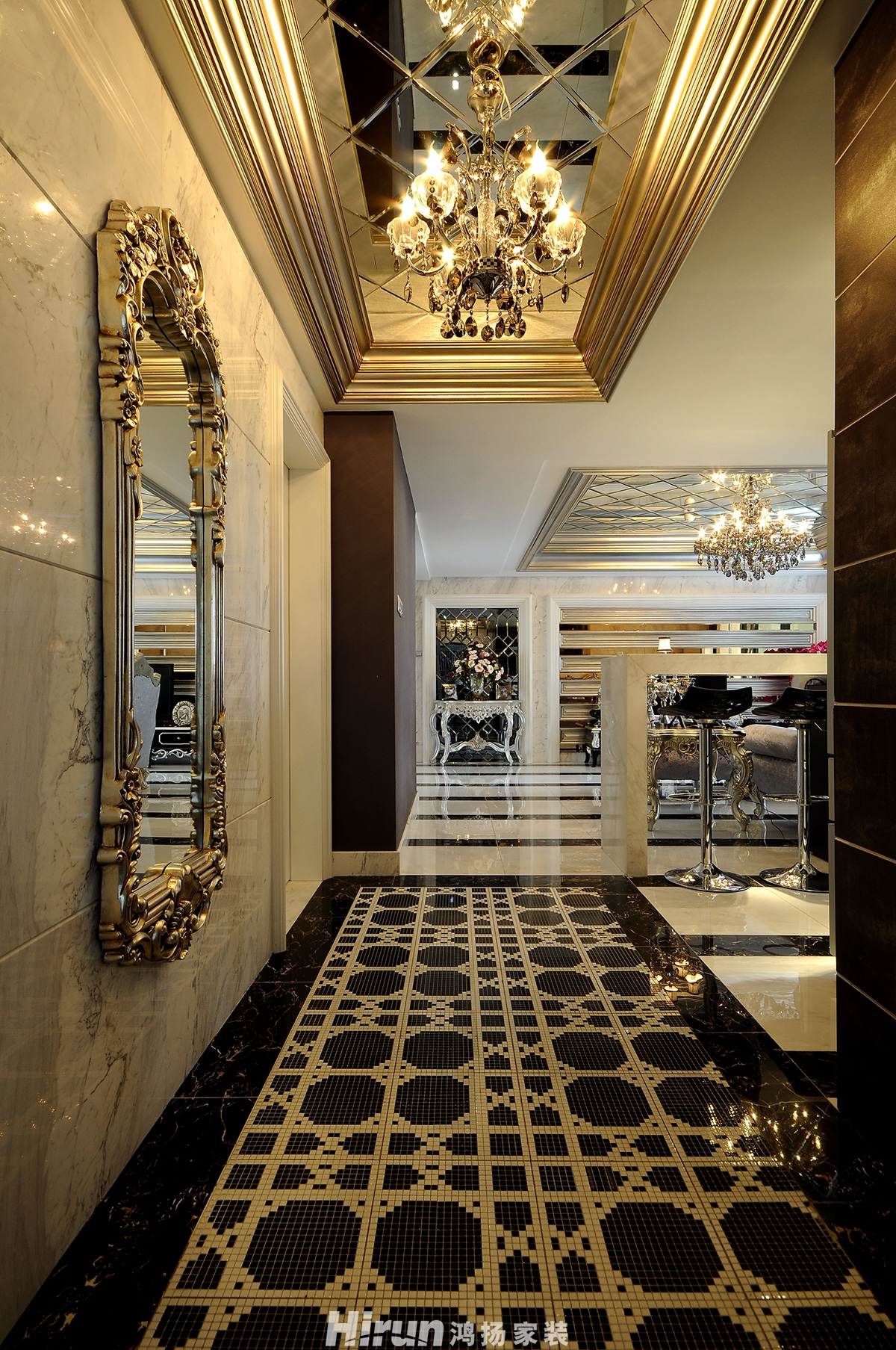 華盛新外灘220㎡歐美香頌大平層 裝修案例效果圖-客廳-(2)