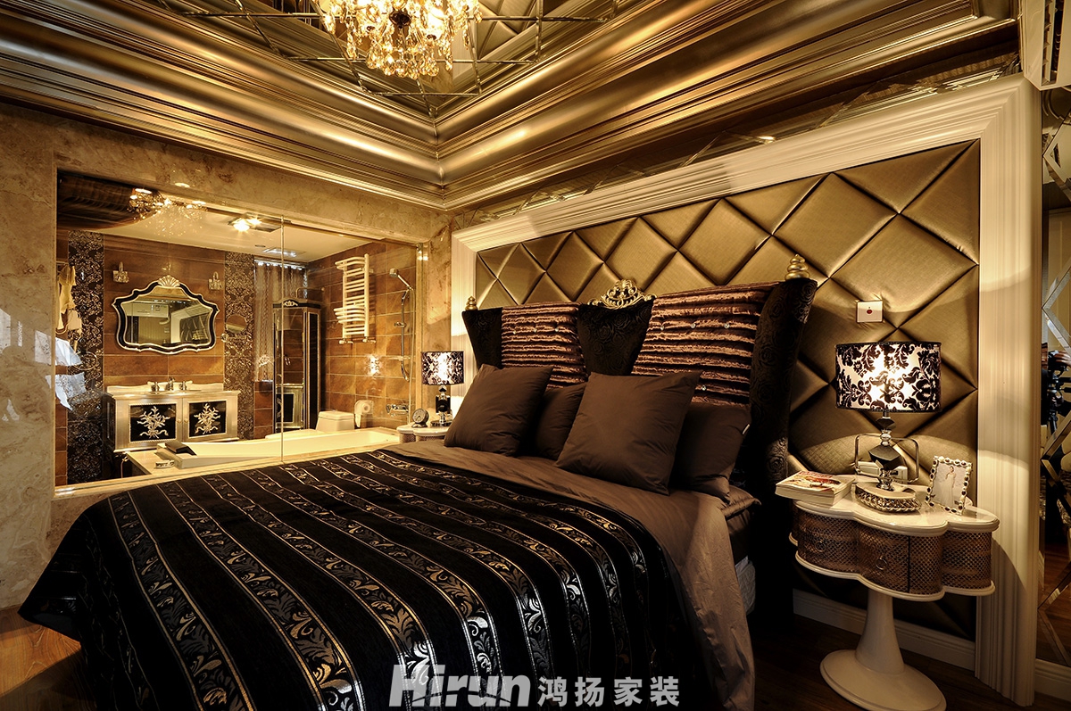 華盛新外灘220㎡歐美香頌大平層 裝修案例效果圖-臥室