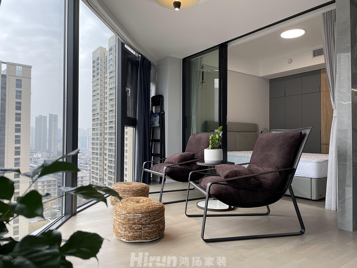 達美美立方200㎡雅致現代復式 裝修案例實景圖-陽臺