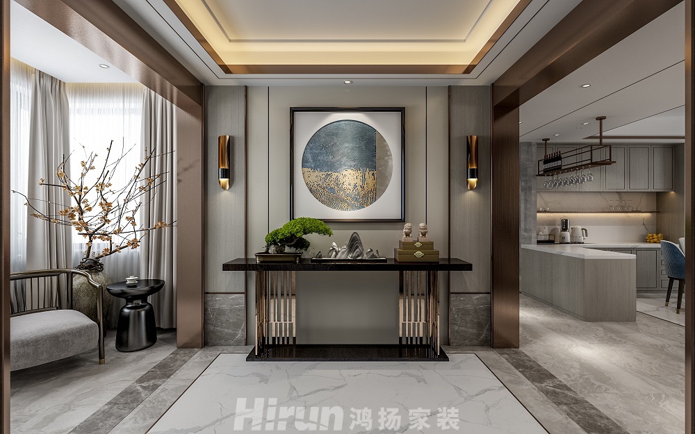 東方名苑首府360㎡復合寫意復式 裝修案例效果圖-門廳出圖