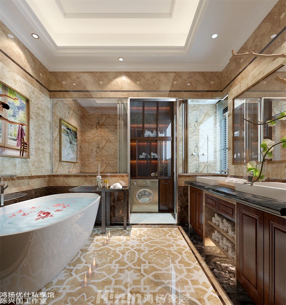 保利國際廣場450㎡歐美香頌別墅 裝修案例效果圖-M132394258333248