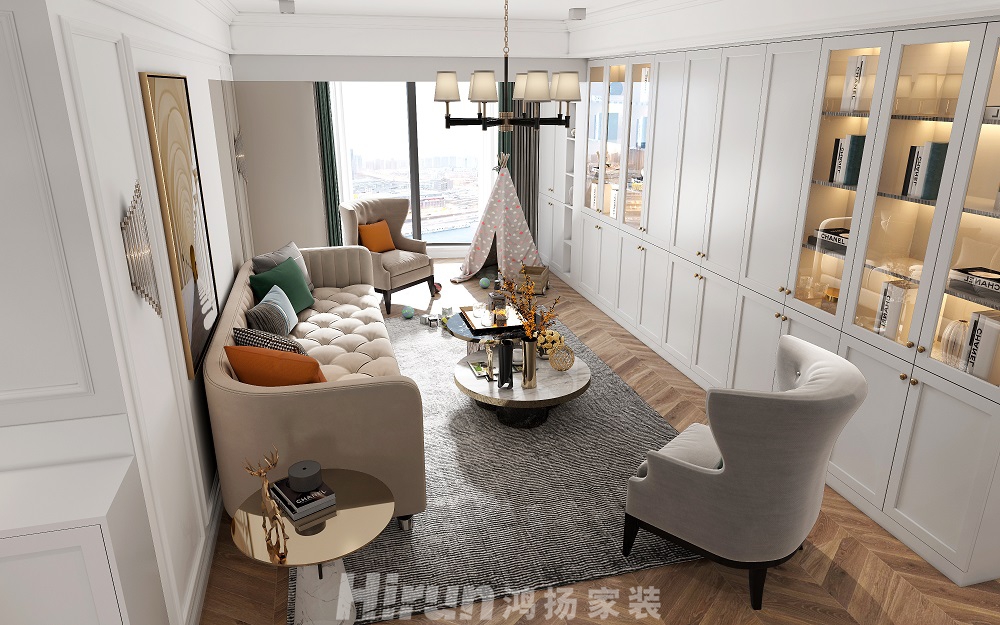 恒大華府130㎡輕歐簡美四居室 裝修案例效果圖-02