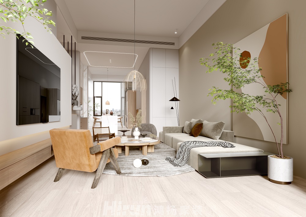 未來城130㎡北歐之光四居室 裝修案例效果圖-客廳 (3)