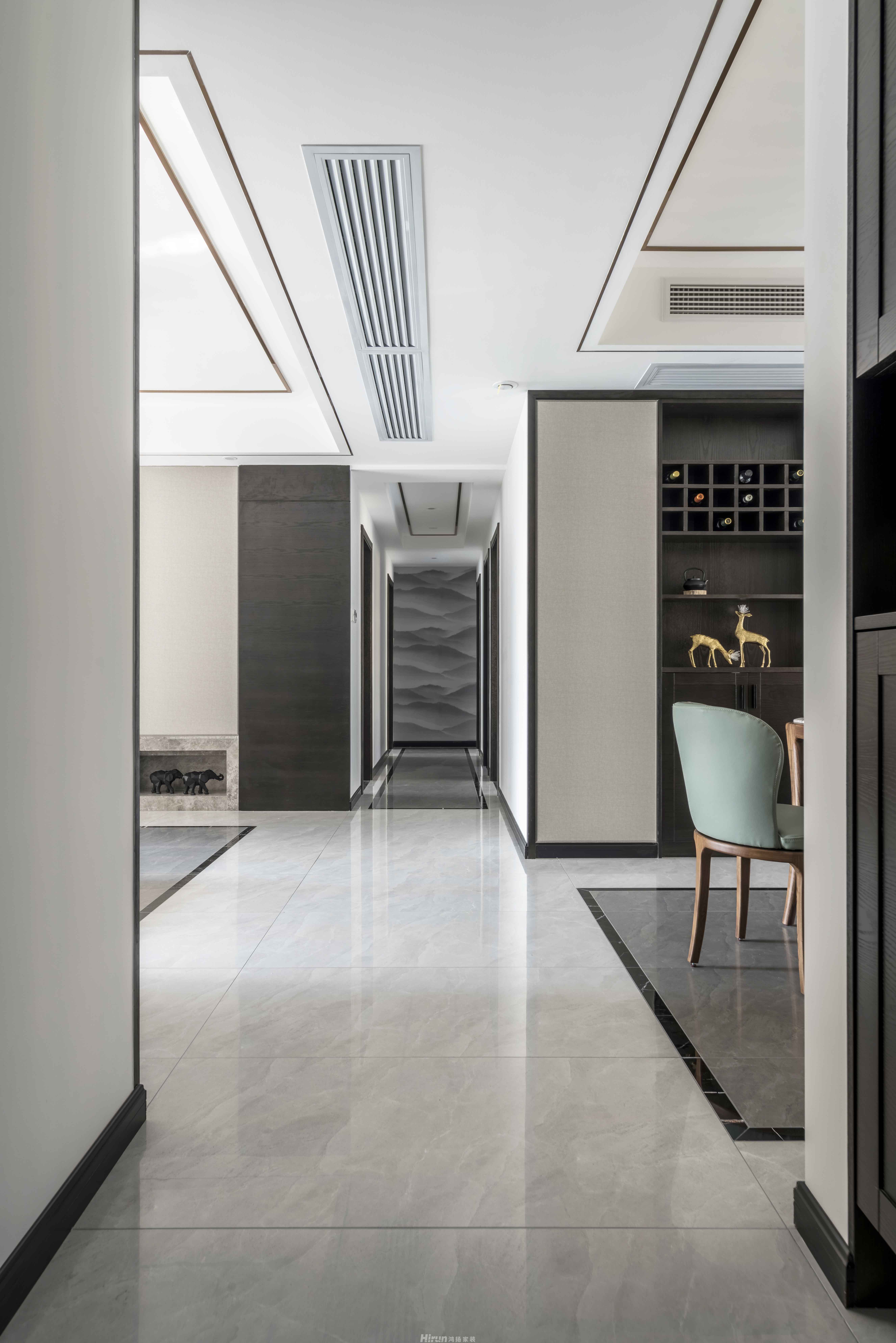 湘熙水郡160㎡寫意木構(gòu)四居室 裝修案例效果圖-過道