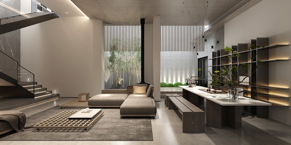 東方名苑首府300㎡意境東方別墅 裝修案例效果圖-地下起居室角度3