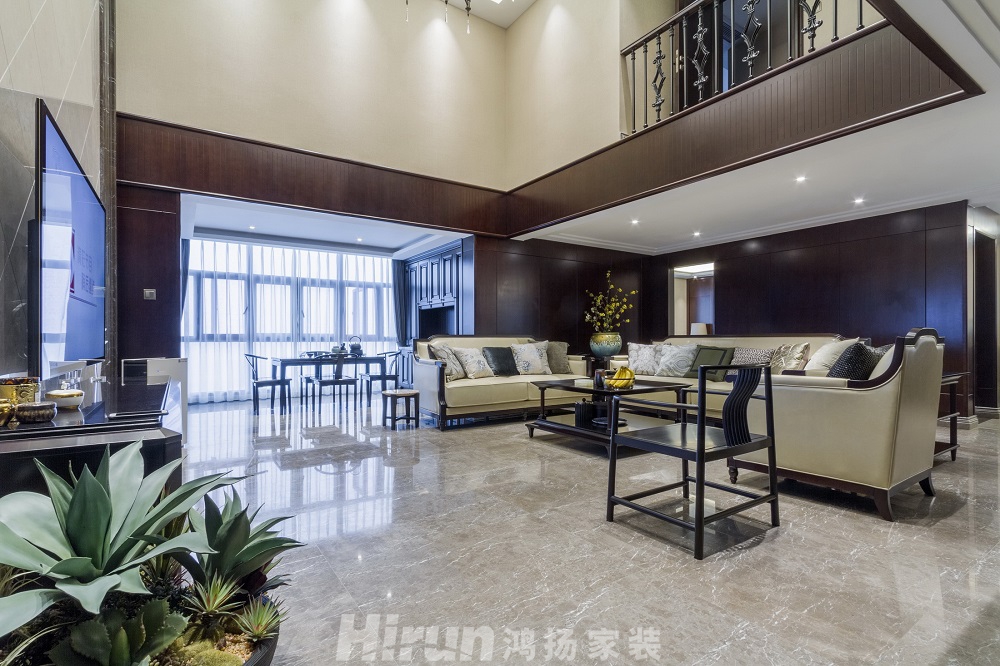 王府·譽(yù)峰380㎡復(fù)合寫(xiě)意復(fù)式 裝修案例效果圖-(封面)客廳1