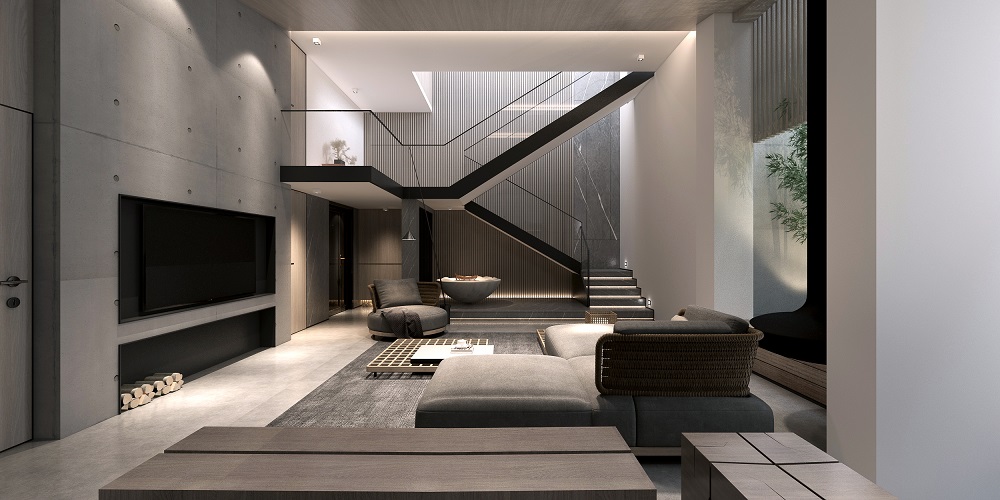 東方名苑首府300㎡意境東方別墅 裝修案例效果圖-地下起居室角度1