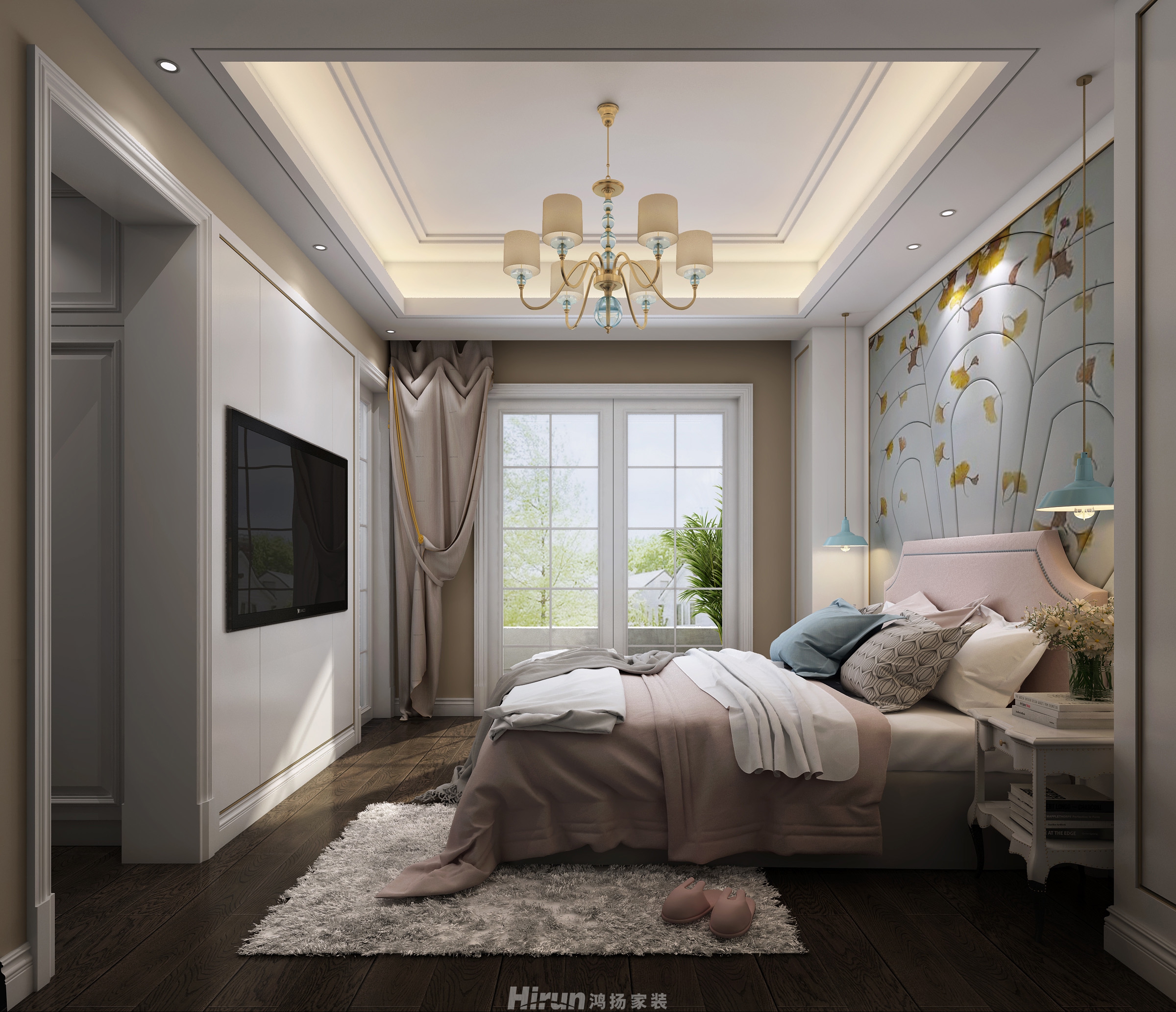 麓山別墅300㎡新裝飾主義別墅 裝修案例效果圖-女孩房1