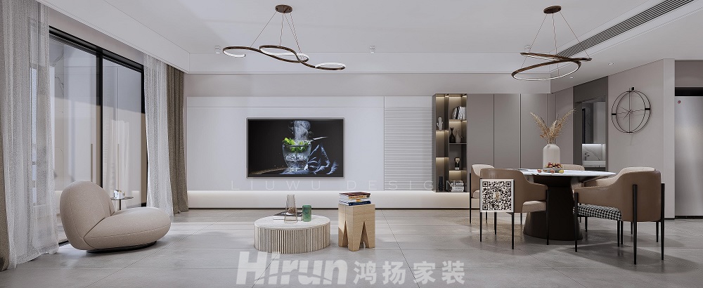 恒基湖山賦140㎡雅致現代四居室 裝修案例效果圖-3ma