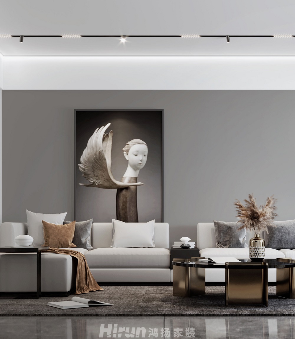 達美美立方200㎡雅致現代大平層 裝修案例效果圖-沙發背景一角