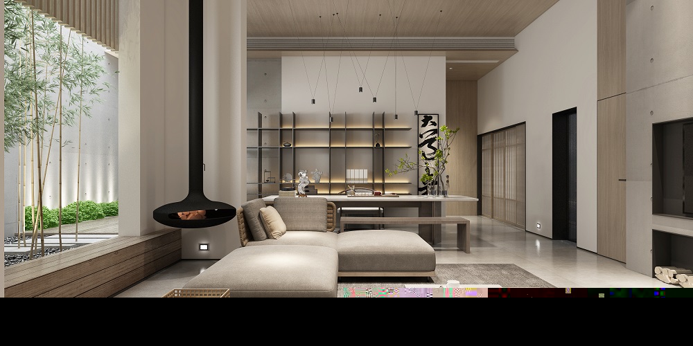 東方名苑首府300㎡意境東方別墅 裝修案例效果圖-地下起居室角度2