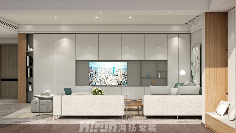 清溪川玖號120㎡北歐之光三居室 裝修案例效果圖-客廳正面