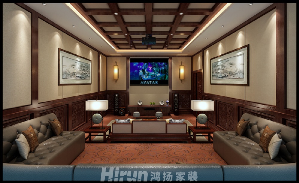 碧桂園水藍天15號690㎡東方古雅別墅 裝修案例效果圖-娛樂室圖1副本