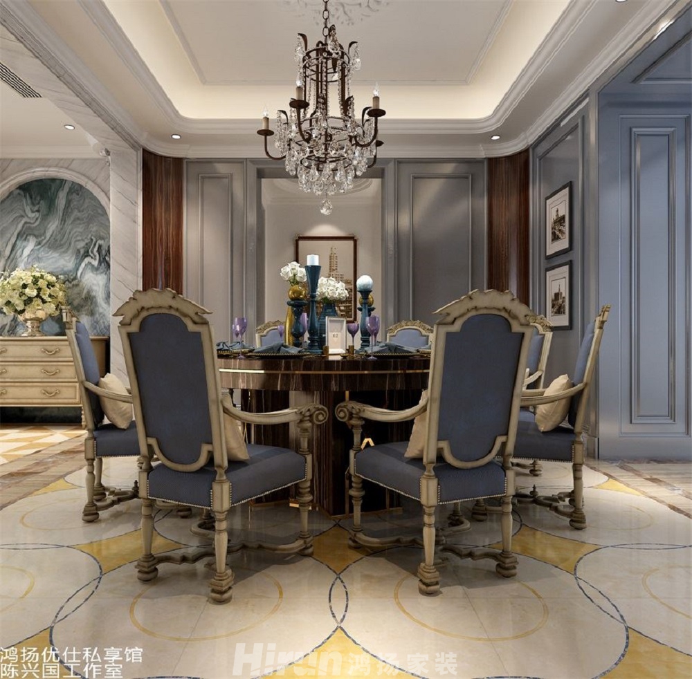 保利國際廣場450㎡歐美香頌別墅 裝修案例效果圖-S132394258330776