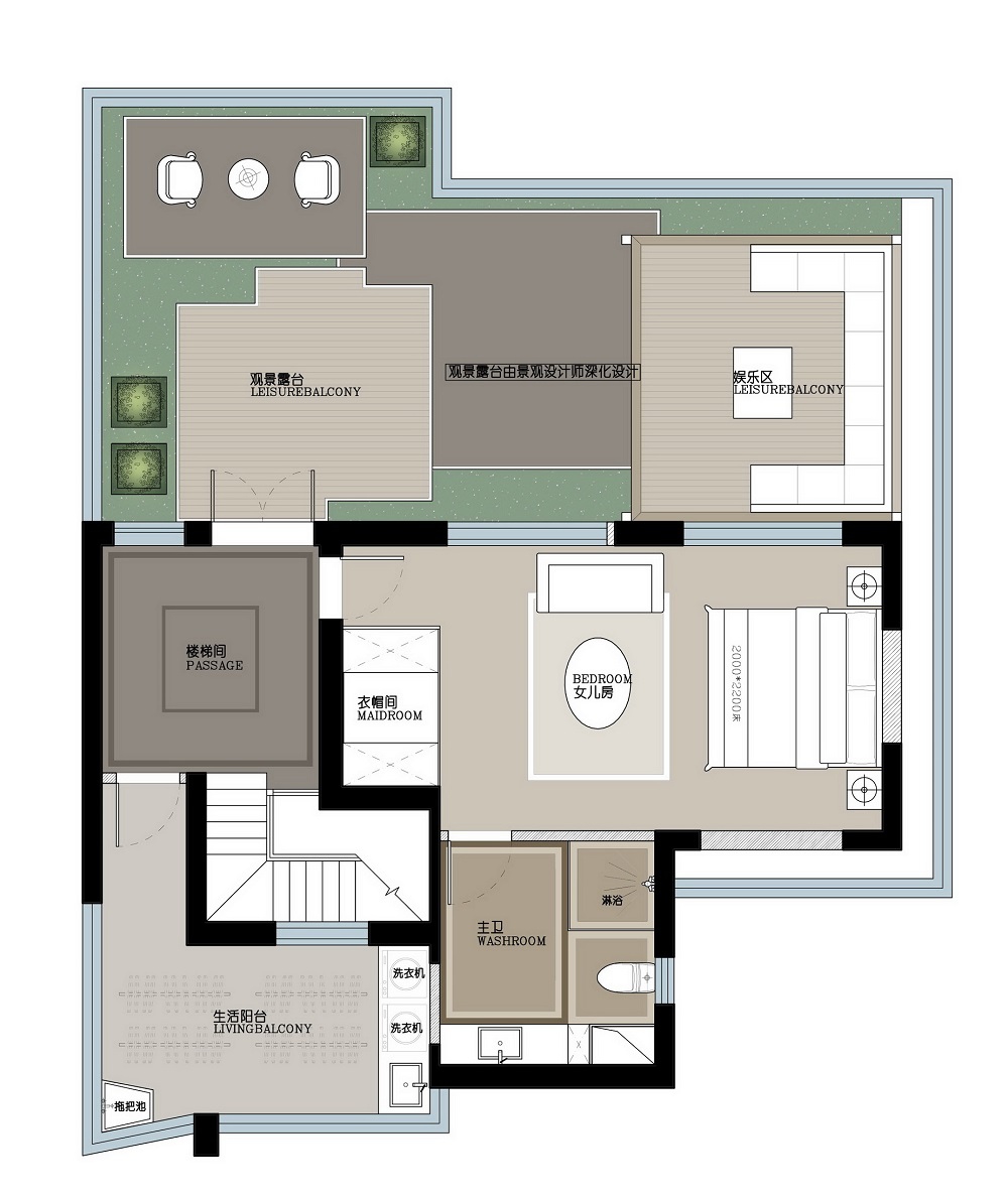 王府·譽(yù)峰380㎡復(fù)合寫(xiě)意復(fù)式 裝修案例效果圖-（003三樓平面布置圖