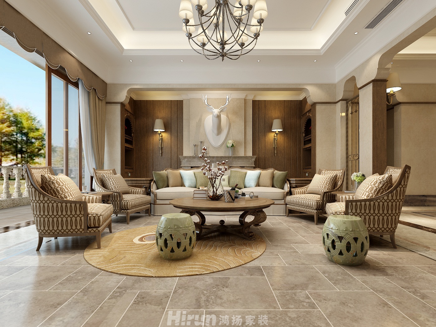 金澤園500㎡輕歐簡美別墅 裝修案例效果圖-1