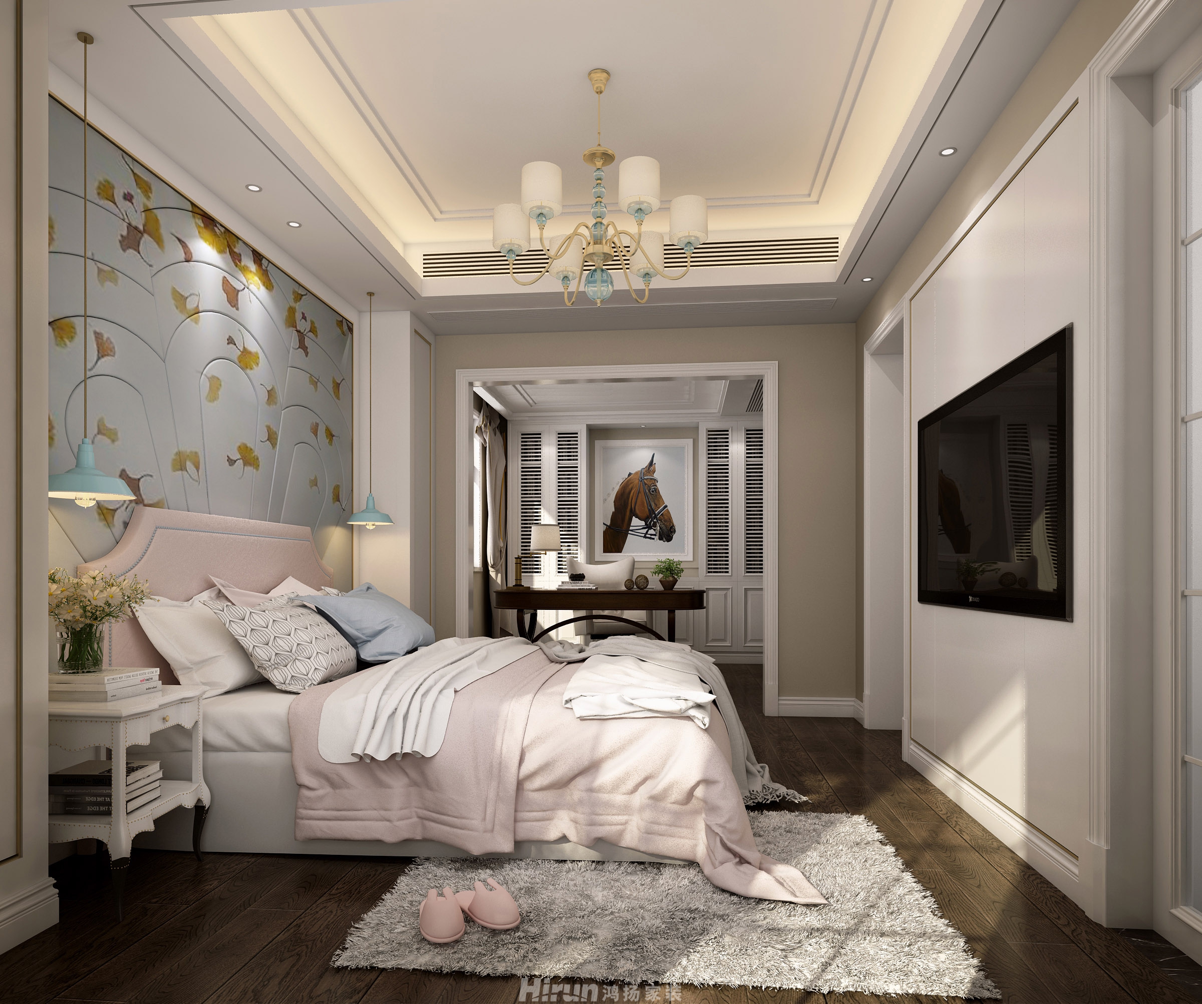 麓山別墅300㎡新裝飾主義別墅 裝修案例效果圖-女孩房