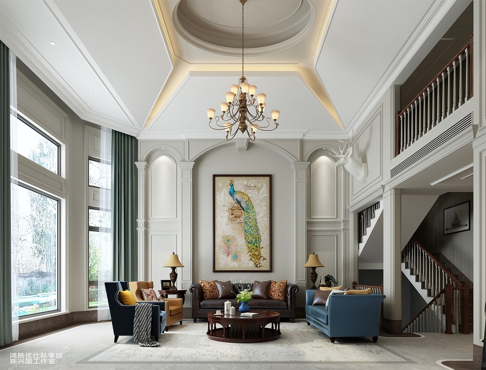 保利閬峰500㎡輕歐簡美別墅 裝修案例效果圖-4132395261907513