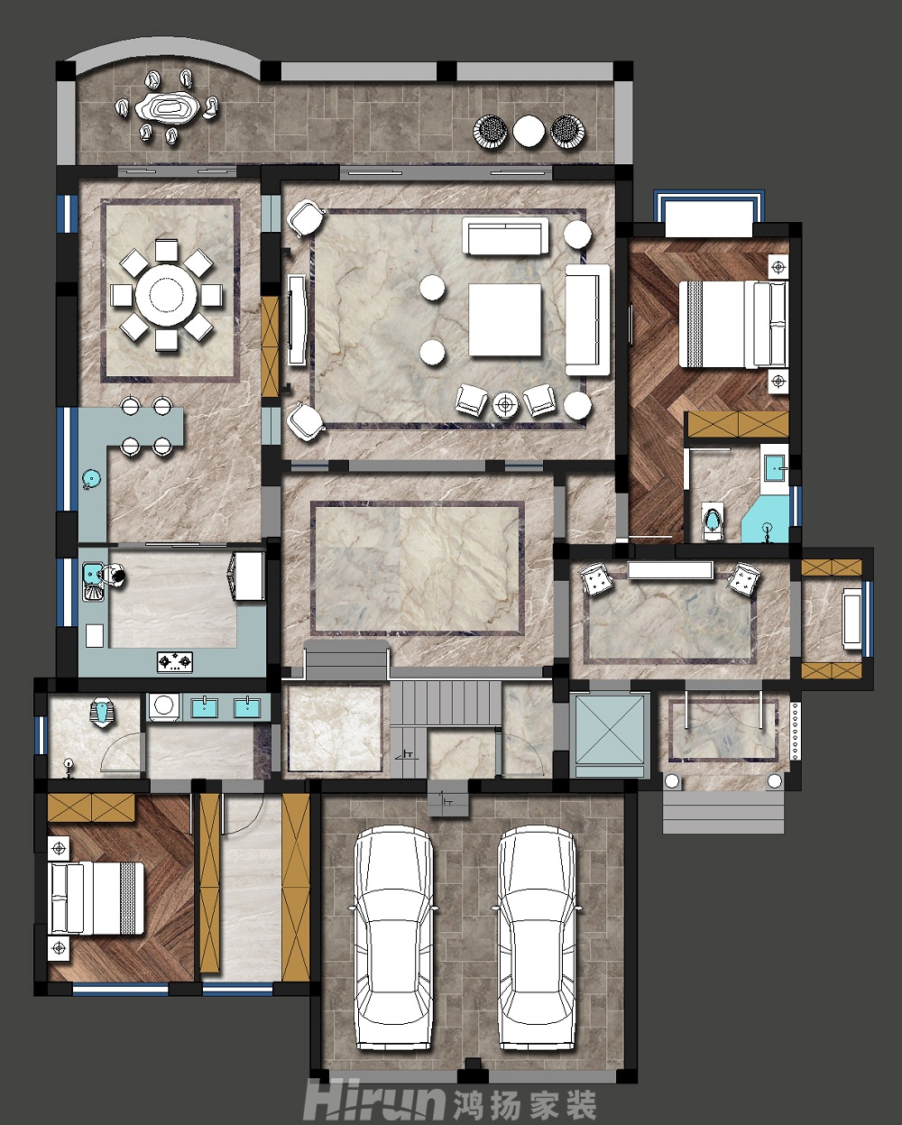 金澤園500㎡輕歐簡美別墅 裝修案例效果圖-8