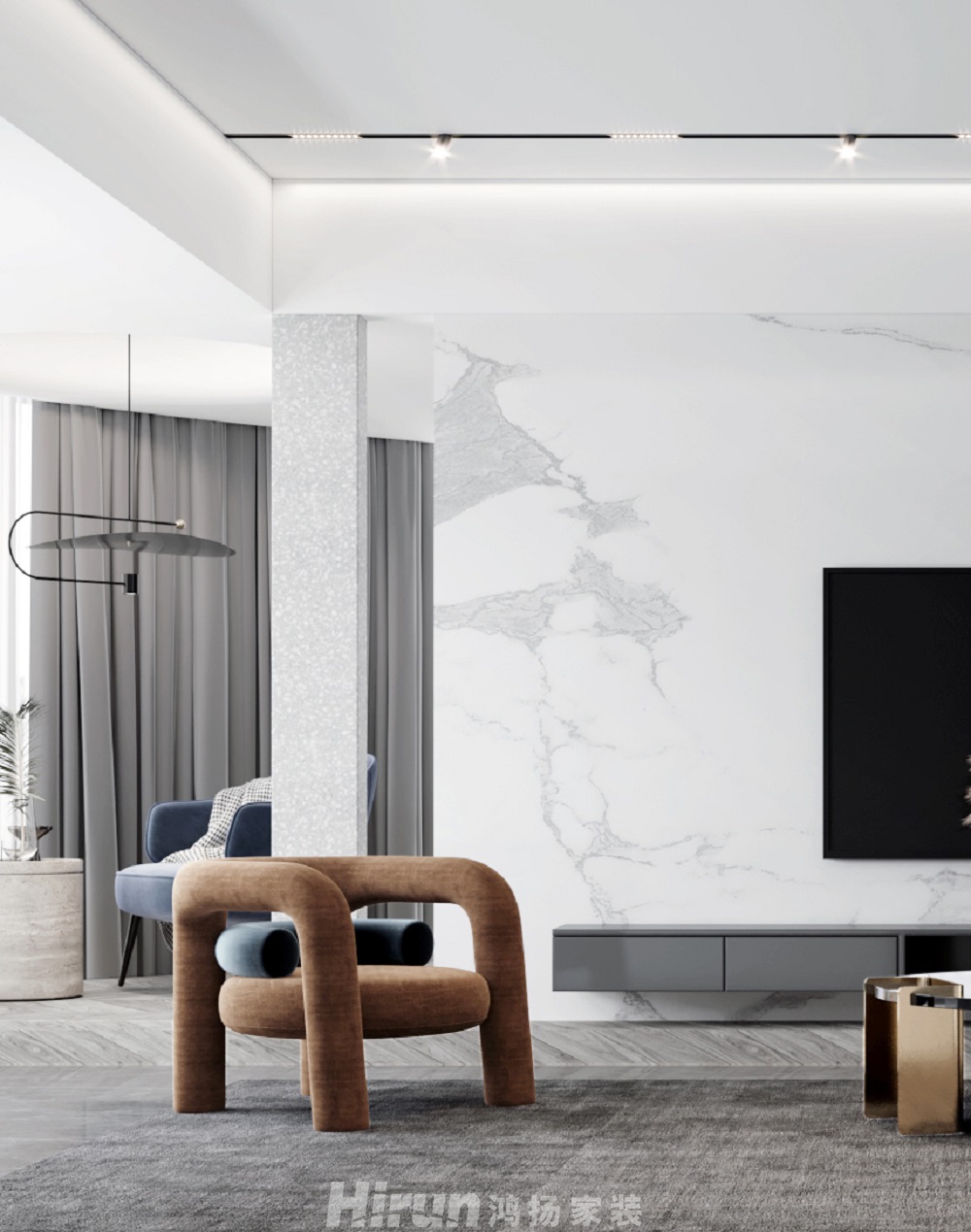 達美美立方200㎡雅致現代大平層 裝修案例效果圖-客廳單椅