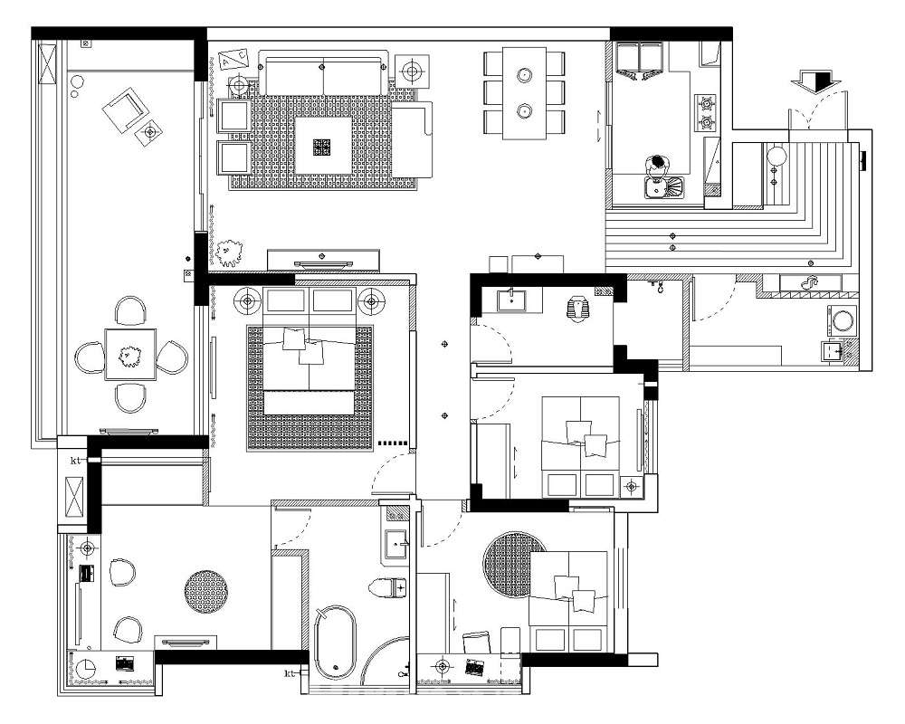 景秀江山145㎡復合寫意四居室 裝修案例效果圖-平面圖