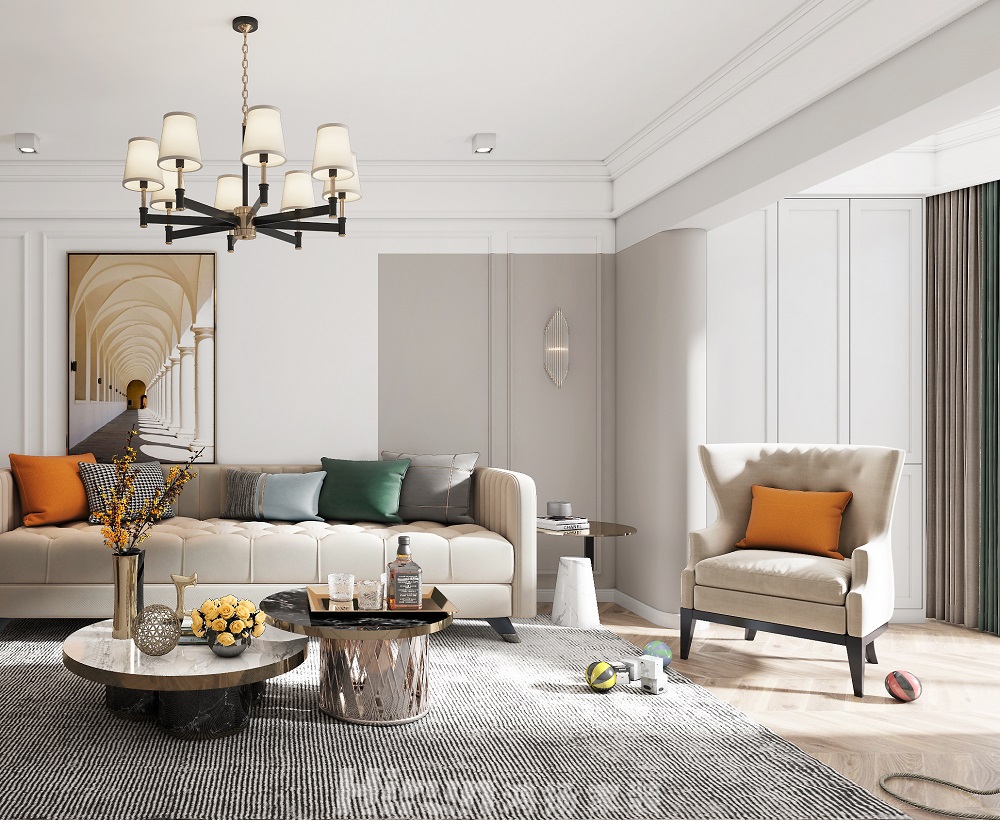 恒大華府130㎡輕歐簡美四居室 裝修案例效果圖-09