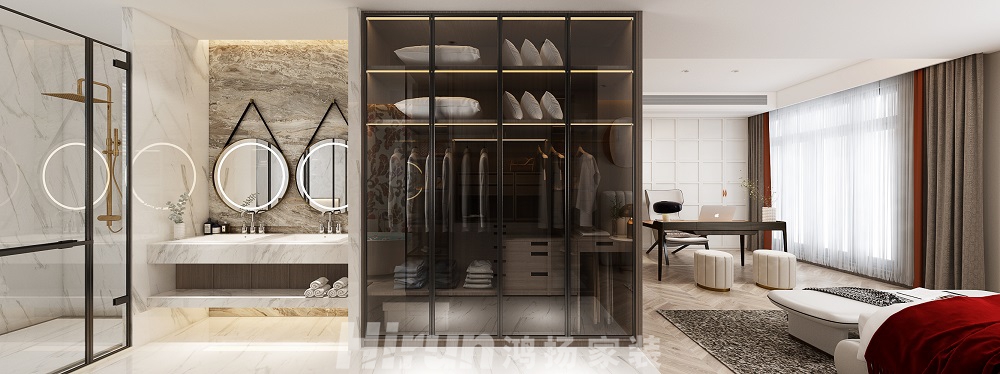 東方名苑首府450㎡新裝飾主義別墅 裝修案例效果圖-主臥角度2 6.20