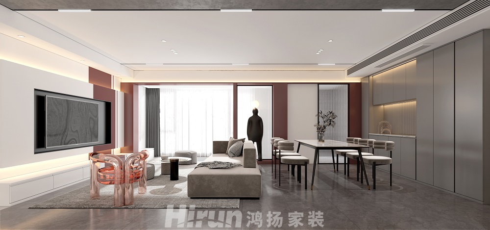 乾源國際120㎡北歐之光三居室 裝修案例效果圖-05