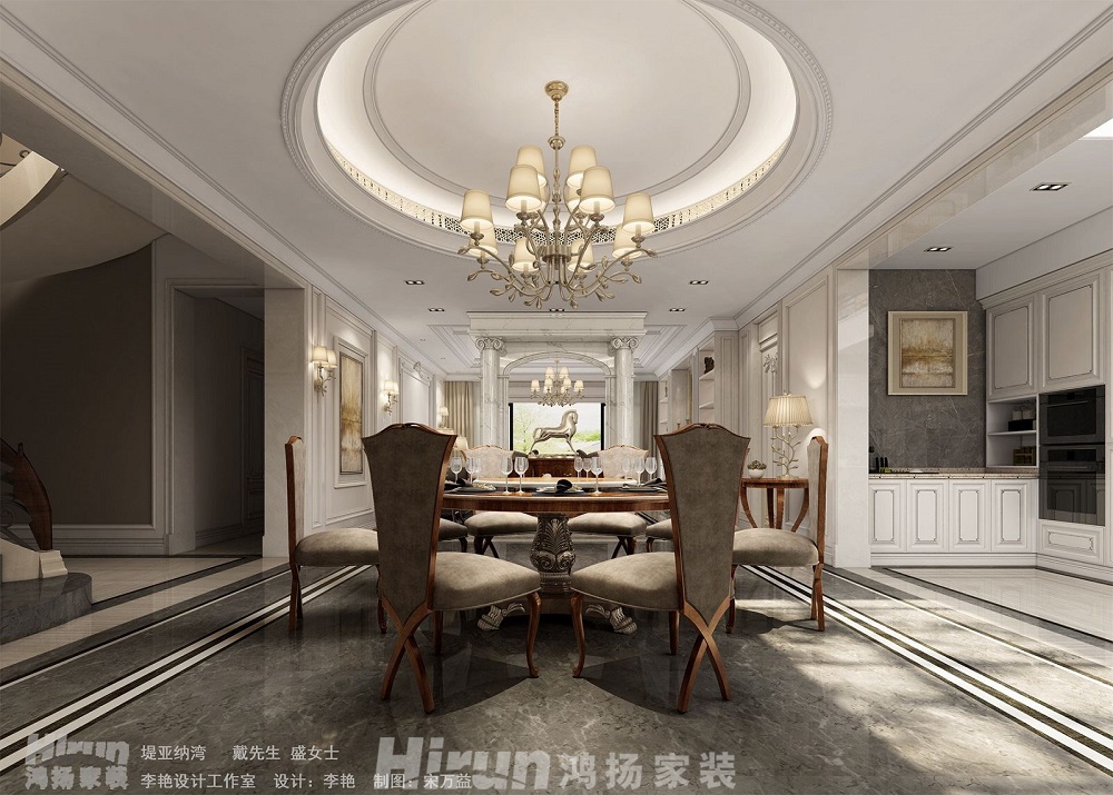 深業堤亞納灣500㎡歐美香頌別墅 裝修案例效果圖-9132394236205550