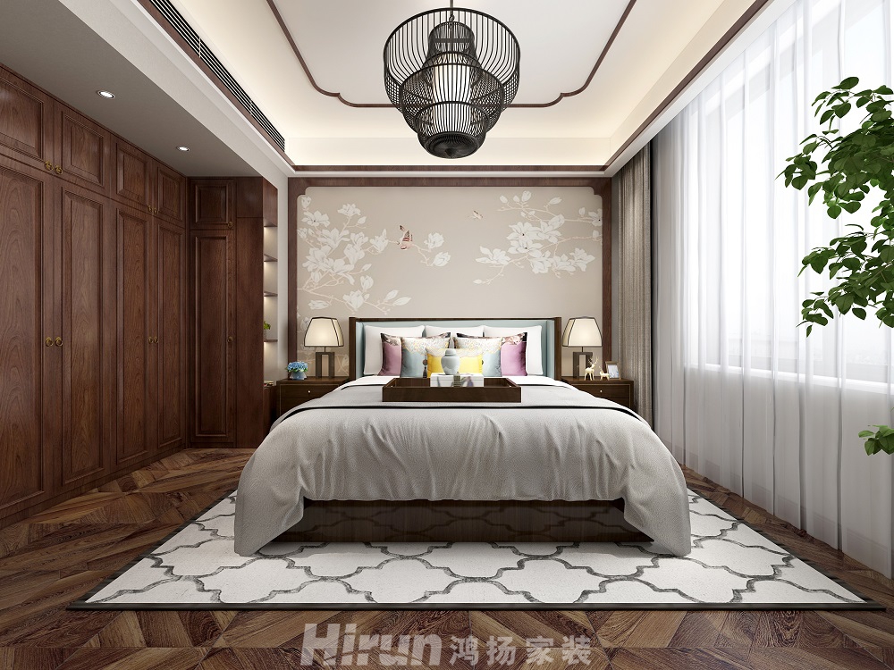 保利中央公園450㎡復合寫意別墅 裝修案例效果圖-8二樓臥室1