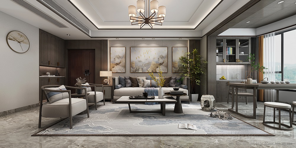 聯(lián)誼麗景灣160㎡復(fù)合寫意四居室 裝修案例效果圖-1