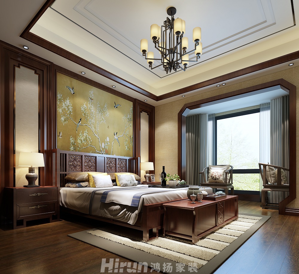 香江水岸新城160㎡復(fù)合寫意四居室 裝修案例效果圖-主臥室