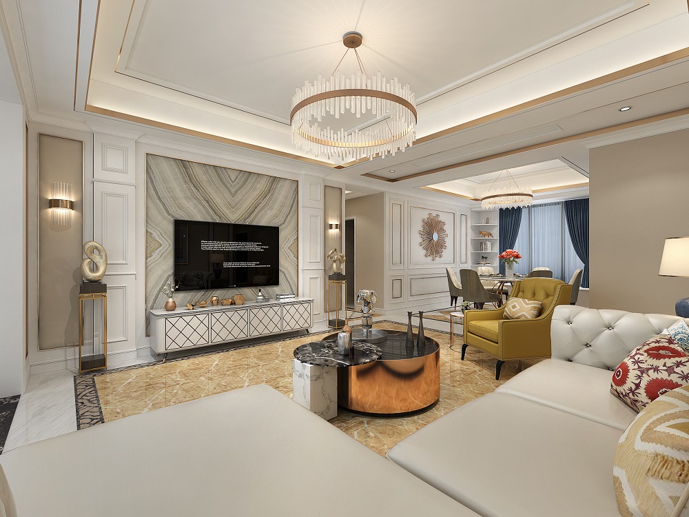 十里江灣140㎡輕歐簡美四居室 裝修案例效果圖-4