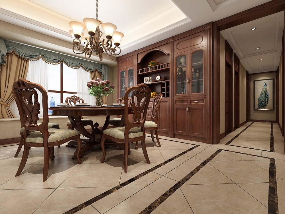 碧桂園十里江灣150㎡歐美香頌四居室 裝修案例效果圖-3