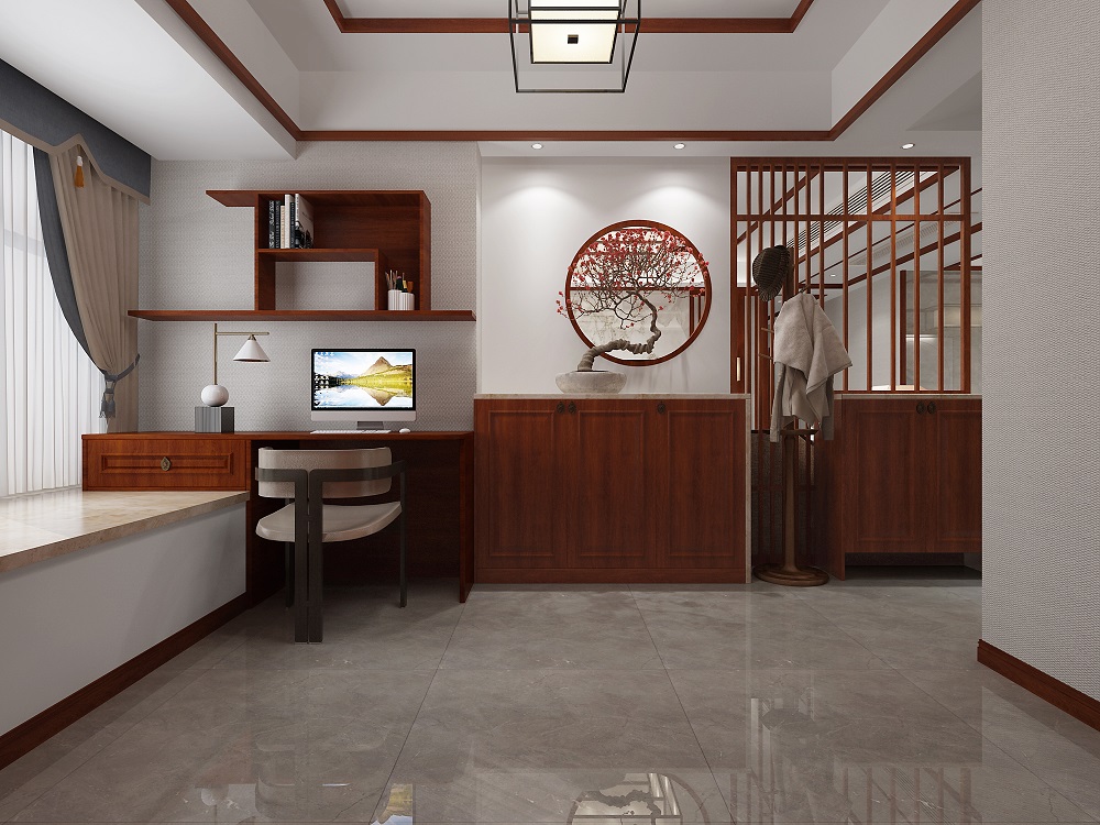 城投-善建人家136㎡復合寫意四居室 裝修案例效果圖-書房