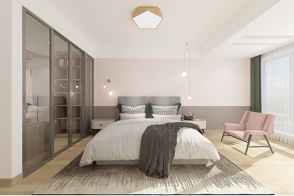 當代上品灣160㎡北歐之光四居室 裝修案例效果圖-主臥1