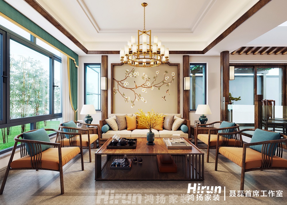 五礦萬境水岸350㎡寫意木構別墅 裝修案例效果圖-2