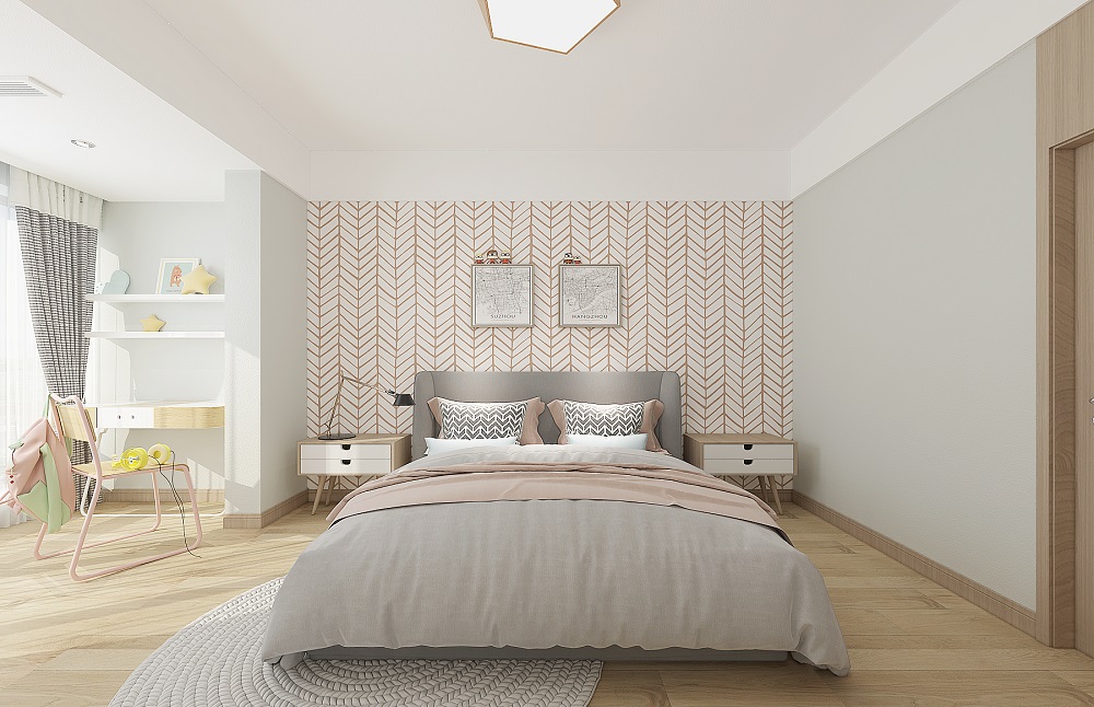 當代上品灣160㎡北歐之光四居室 裝修案例效果圖-小孩房1