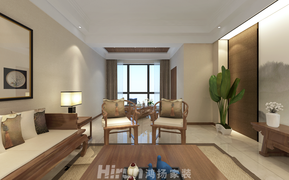 喜盈門范城140㎡寫(xiě)意木構(gòu)四居室 裝修案例效果圖-4