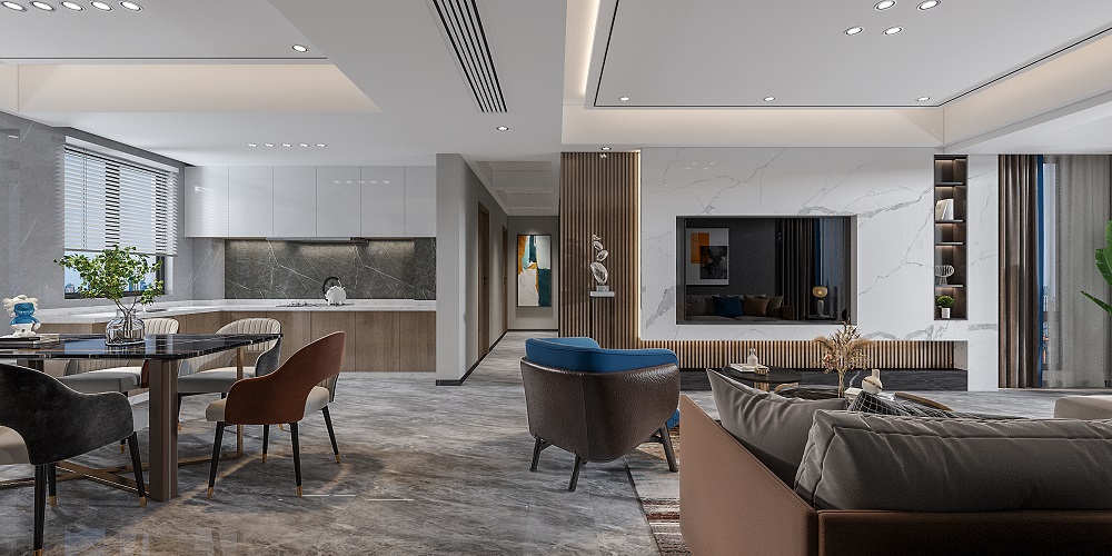 陽光金城160㎡雅致現(xiàn)代四居室 裝修案例效果圖-2