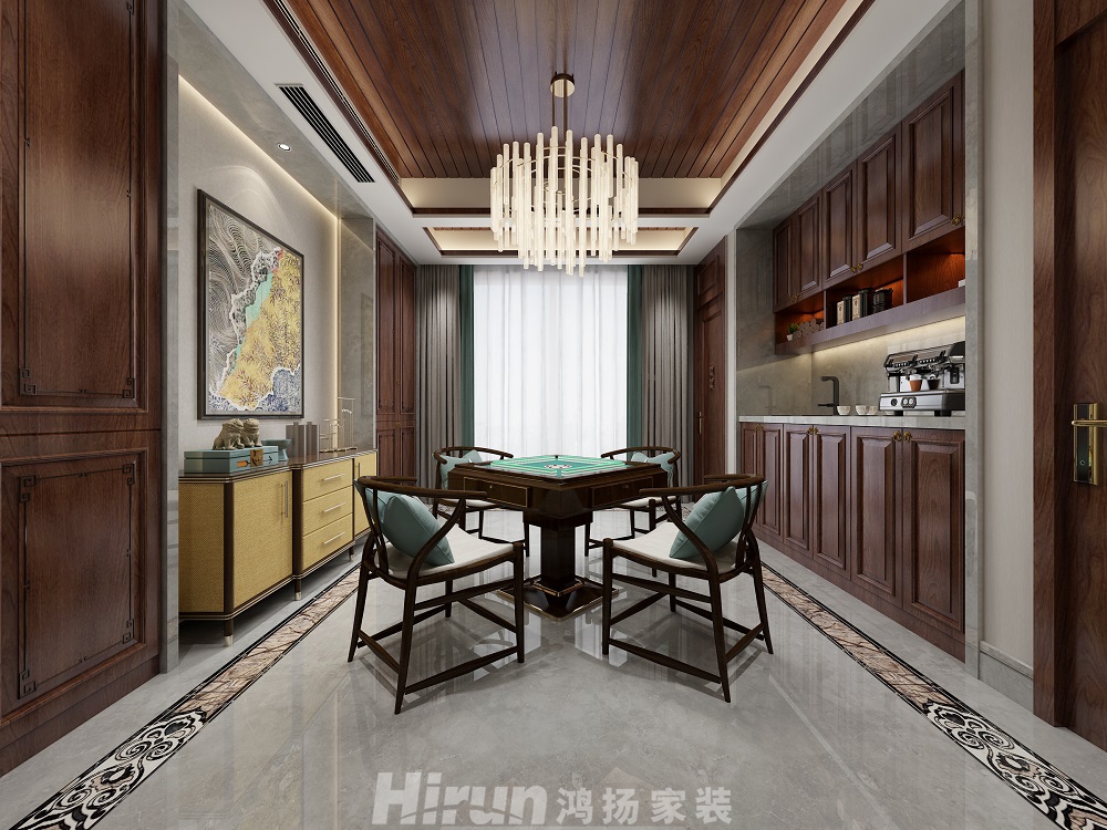 保利中央公園450㎡復合寫意別墅 裝修案例效果圖-6棋牌室-7.29