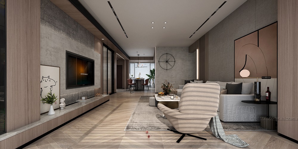 經(jīng)世龍城160㎡雅致現(xiàn)代四居室 裝修案例效果圖-4