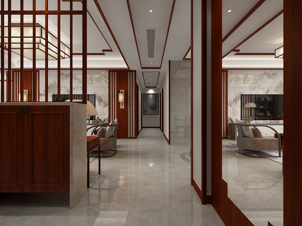 城投-善建人家136㎡復合寫意四居室 裝修案例效果圖-過道