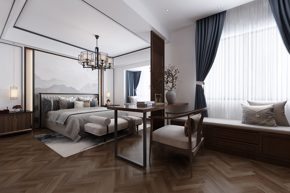 金霞美墅御園136㎡復(fù)合寫意四居室 裝修案例效果圖-主臥