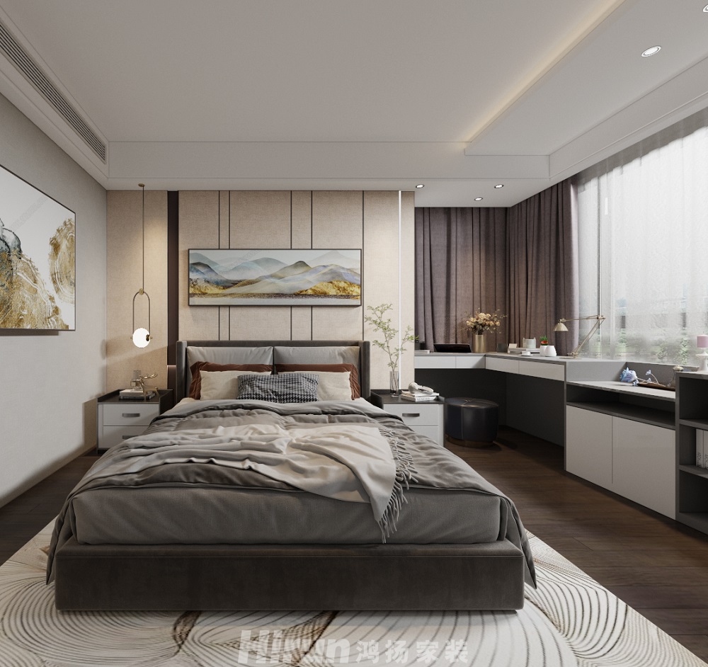 國貿前海灣148㎡新裝飾主義四居室 裝修案例效果圖-主臥室1
