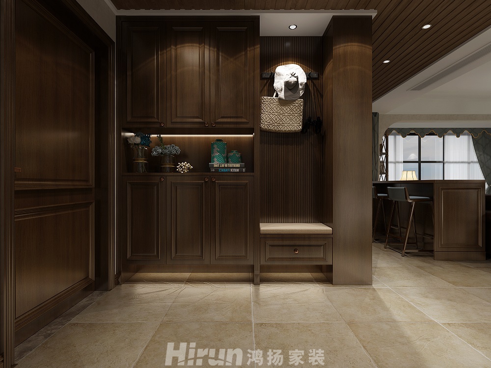 龍湖雙瓏原著142㎡歐美香頌四居室 裝修案例效果圖-門廳