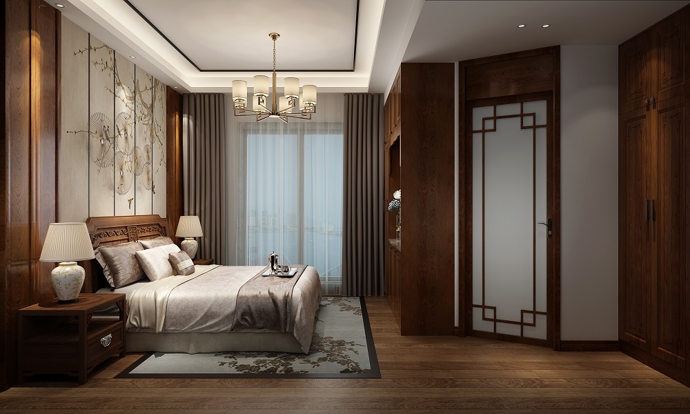 回龍橋自建房200㎡復合寫意大平層 裝修案例效果圖-主臥